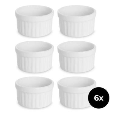 Imagem de Kit 6 Ramequin Porcelana 100ml Molho Finger Forno Brulee Creme Resiste