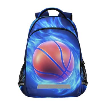 Imagem de Mochila WEVIBOFU Blue Fire Basketball para crianças de 6 a 12 anos
