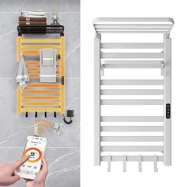 Imagem de Inteligente Toalheiro de Aquecimento com Temporizador-Secagem-Temperatura RegulaçãO-Wifi, Toalheiro TéRmico com Barra Transversal MultifunçõEs, Fio Lado Direito (PersonalizáVeis),White