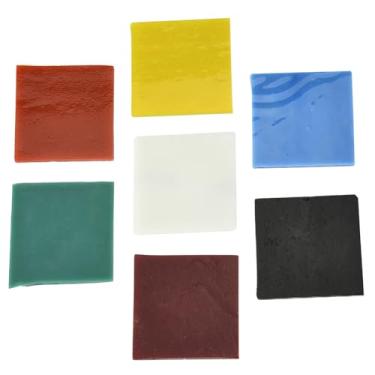 Imagem de SOFPLATE 1 caixa de 7 peças de folhas de vidro fusíveis para forno de micro-ondas pacote de amostras de mosaico quadrado de sucata peças de arte material compatível para fazer joias, artesanato