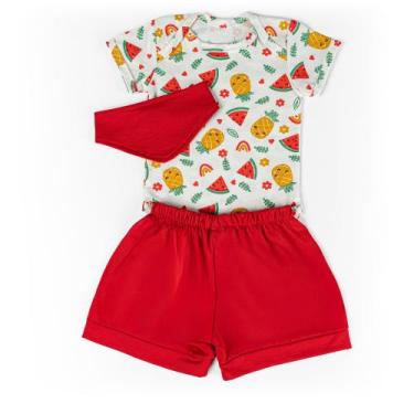 Imagem de Conjunto de Body e Short Para Bebe Manga Curta Estampado Menina e Meni