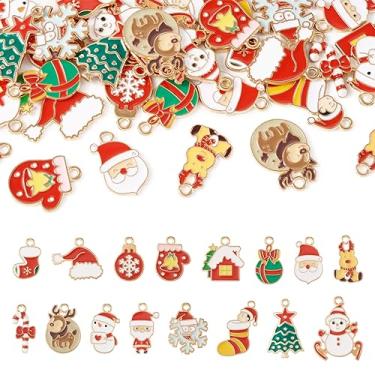 Imagem de Spritewelry 16 pares de pingentes de Natal esmaltados dourados, pingentes de Natal, Papai Noel, acessório para fazer joias, colar de festa, pulseira, brinco, suprimentos DIY