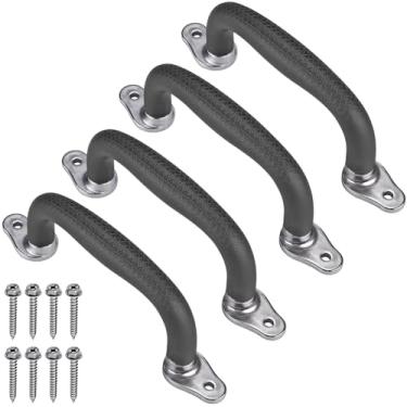 Imagem de SELEWARE Alças pretas de segurança para playground, alças antiderrapantes para playground infantil, alças duráveis para ambientes internos e externos para casa de brinquedo, casa na árvore, estrutura