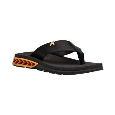 Imagem de Chinelo de Dedo Masculino Preto e Dourado com Solado Tratorado Kenner,