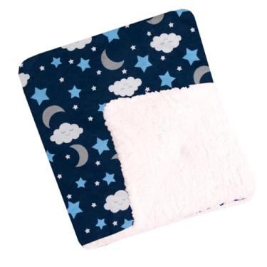 Imagem de Cobertor Para Bebê Estampado Dupla Face Manta Céu Azul Marinho