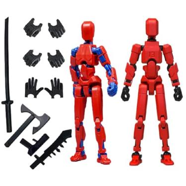 Imagem de Schythely Titan T13 Action Figures Set -(Assembly Required) Robot Action Figure Fidget Toys for Nova N13 Anime Figures with 3D Lucky Dummy 13 Robot Figures Multi Movable Joints Gifts (Red+RedBlue)