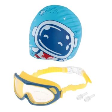 Imagem de Deevoka Óculos de natação infantis, touca de natação leve, ampla visão, óculos ajustáveis ​​para mergulho em piscina, mergulho com snorkel no verão, Azul