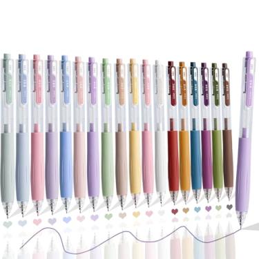 Imagem de MHBEW Canetas de gel coloridas, retráteis, 18 cores, tinta de secagem rápida, canetas coloridas de 0,7 mm, ponta fina, silêncio, clique suave, para anotações, desenho, material escolar, escritório