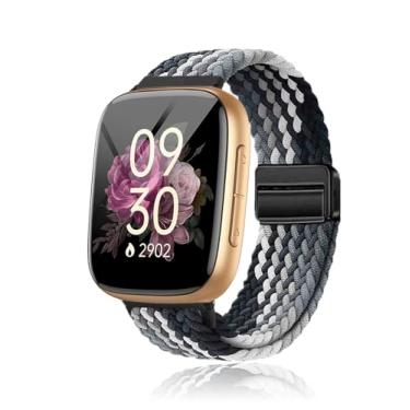 Imagem de NOUKAJU Pulseira para Tensky GTX20, pulseiras trançadas respiráveis, pulseira trançada de nylon, pulseira ajustável, pulseira de substituição para smartwatch Tensky GTX20 (preto-branco)