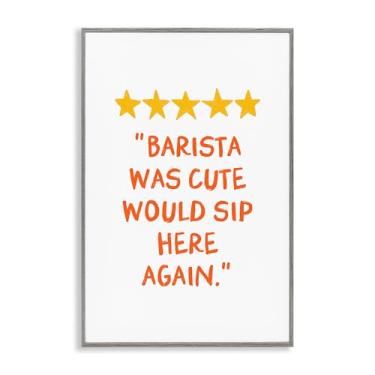 Imagem de Stupell Industries Cute Barista Rating Review Gray Framed Giclee Art Design por JJ Design House LLC, 24 x 16