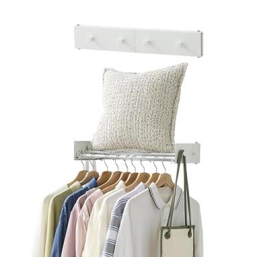 Imagem de Estante de secagem de roupas, suporte para secadora de roupas, prateleira de secagem de parede para lavanderia, prateleira de secagem dobrável interna e externa, 50 cm de largura, 4 hastes de alumínio