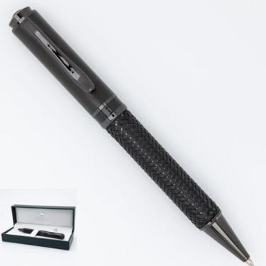 Imagem de Monteverde Caneta esferográfica de luxo USA Innova Formula M – Acabamento preto inspirado em carbono – Tinta gel azul suave – Design de desempenho moderno – Caneta recarregável estilo Parker