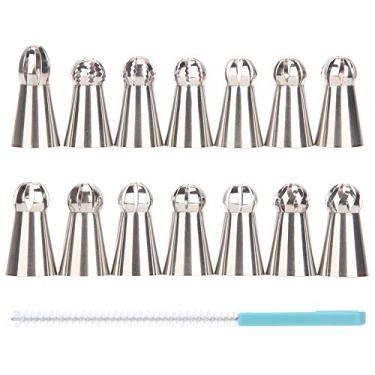 Imagem de Conjunto profissional de 15 pontas de tubulação russas com pincel - Bocais de decoração de flores de aço inoxidável para bolo