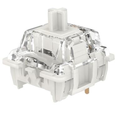 Imagem de CN GAMING Interruptores Gateron G Silent White Pro 3.0 pré-lubrificados lineares de 5 pinos para teclado de jogos tipo mecânico MX, interruptores montados em placa de luz SMD RGB (70 peças, branco)