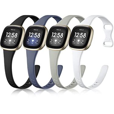 Imagem de Getino Compatível com Fitbit Versa 4/Versa 3 pulseiras/Sense/Sense 2 pulseiras femininas e masculinas, acessórios esportivos finos, pulseira para Fitbit Versa 4/Versa 3/Sense 2/Sense