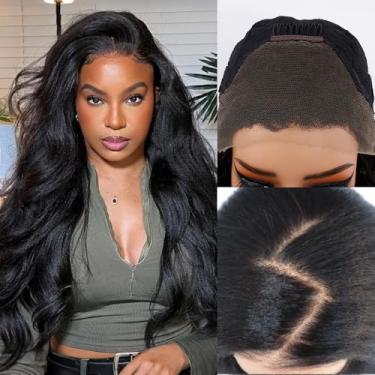 Imagem de Peruca de cabelo humano liso crespo sem cola 13 x 4 cabelo humano pré-arrancado com cabelo de bebê pré-cortado afro-yaki peruca de cabelo humano ondulado liso para mulheres negras UHD lace frontal 61