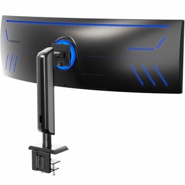 Imagem de VIVO Suporte de mesa de monitor ultra amplo de alumínio resistente para telas de até 124 cm, comporta 18 kg, suporte vertical com eficiência de espaço, preto, STAND-149J