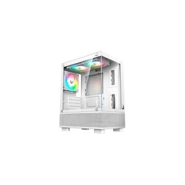 Imagem de Gabinete Gamer Rise Mode Crystal Glass 02, Mid Tower, Lateral e Frontal em vidro, Sem FANs, Branco - RM-CA-CY-02-FW