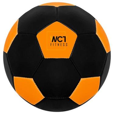 Imagem de Bola Futebol Preto Laranja Florescente Neon Esporte Treinamento Crianç