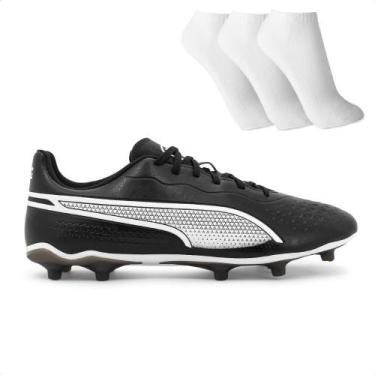 Imagem de Chuteira Campo Puma King Match FG/AG Masculino + 3 Pares de Meias, 43,