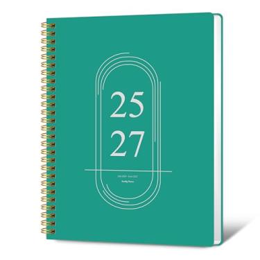 Imagem de Agenda mensal 2025-2027, agenda de calendário mensal, calendário de 24 meses, julho de 2025 a junho de 2027, 18,5 cm x 24 cm, capa impermeável com encadernação espiral, agenda mensal para escritório