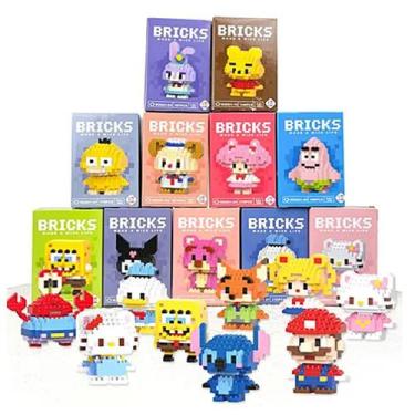 Imagem de Kit 10 Brinquedo De Montar Bloco De Montar Personagens Media de 500 Pe