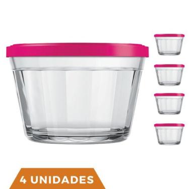 Imagem de 4 Potes Americano Vidro Tampa Colorida Alimento 1Litro Nadir - NADIR F