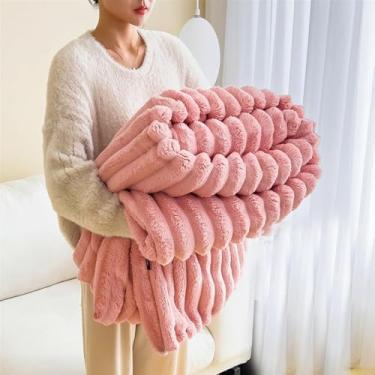 Imagem de Cobertor Reversível Quente King Size Sofá Aconchegante Fuzzy Capa De Textura Espacial, 6 Pink, 200 * 230cm