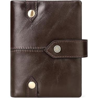 Imagem de Carteira De Couro Masculina Com Bloqueio Rfid Bolsa Fina Porta-moedas Com Zíper Bolso Para Moedas Titular Do Cartão De Crédito, Brown, One Size