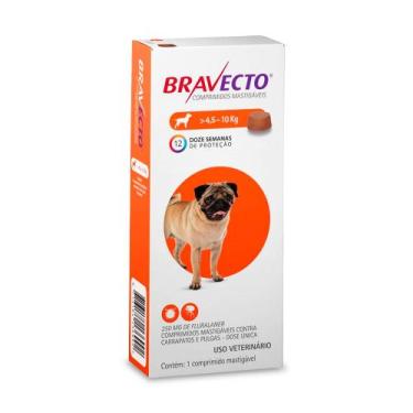 Imagem de Antipulgas Bravecto Cães 4,5 a 10 kg Comprimido Mastigável 250 mg 1 co