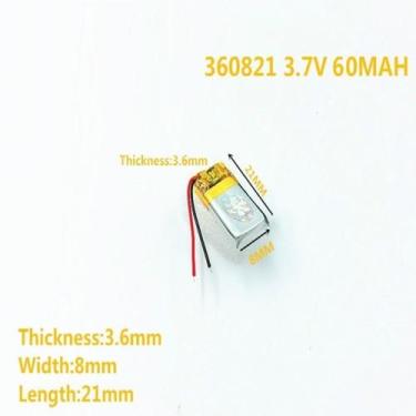 Imagem de Bateria 3.7v 60mah 3,6mm X 08mm X 21mm 2 Fios 360821 - bgb
