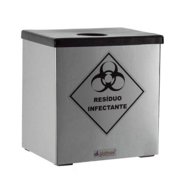 Imagem de Porta Coletor De Material Perfurocortante Lixeira Inox 7 Litros - Aldi