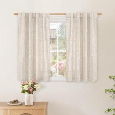 Imagem de Cortinas BGment Linen para janela de cozinha 86x100cm 2 painéis