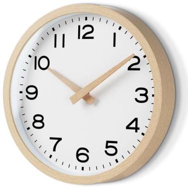 Imagem de Relógio de parede AKCISOT 35cm Boho Wood Grain operado por bateria