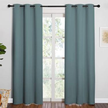 Imagem de Cortinas Blackout NICETOWN, azul acinzentado moderno, 42x84cm, 2 painé