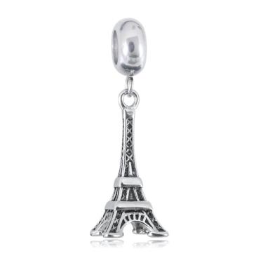 Imagem de BlingNuts Pingente de Torre Eiffel Bonjour Paris compatível com pulseiras Pandora Charms, Presente de Amor, Viagem, Férias, França, Mulheres, Aniversário