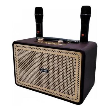 Imagem de Caixa de Som Karaokê AM-8516  200W, Bluetooth, Bateria e 2 Microfones 