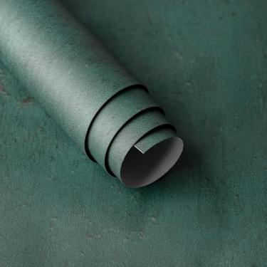 Imagem de Papel de parede verde escuro descascar e colar, 81 cm x 299 cm vintage concreto fosco espesso removível 3D texturizado contato autoadesivo vinil papel de parede para paredes, bancadas, banheiro