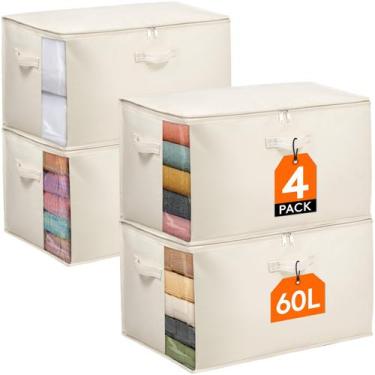 Imagem de Sacos de armazenamento com edredom Lifewit Canvas Cotton 60L, pacote c