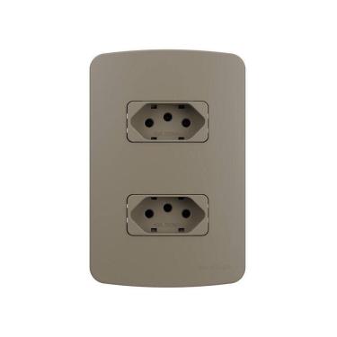 Imagem de Tomada Dupla Margirius B3 Colors 2p+t 10a Com Placa 4x2 Argila