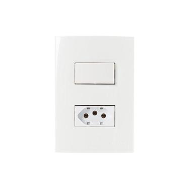 Imagem de Interruptor Simples 10a E Tomada 2p+t 20a Margirius Sleek Com Placa 4x2 Branco Branco