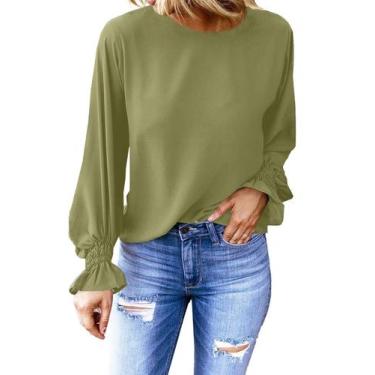 Imagem de Túnica Dokotoo 2024 em chiffon verde para mulheres, tamanho XXL