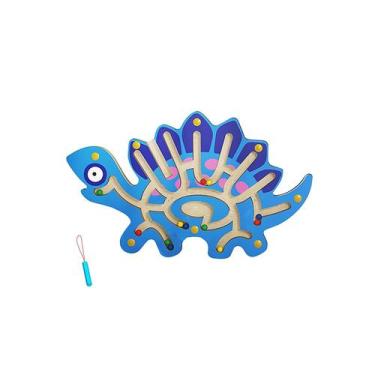 Imagem de Animais de madeira caneta magnética labirinto jogo bola magnética mão 