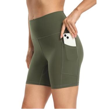 Imagem de Shorts de ioga YUNOGA, cintura alta, costura interna de 6 cm com bolso