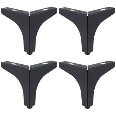Imagem de Geesatis Pés de substituição de pernas de móveis, pernas de móveis de aço carbono de 9,9 cm, pés de substituição de triângulo de estilo moderno, pernas de substituição DIY para suporte de TV, sofá