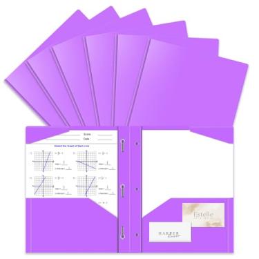 Imagem de Briartw Pacote com 6 pastas de plástico roxo com pinos, tamanho carta para estudantes criativos, arte, música, teatro, programas de presente e organização única