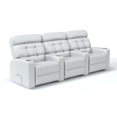 Imagem de Sofá 3 Lugares Reclinável Elétrico em Couro Bovino Linha Cinema Sala d