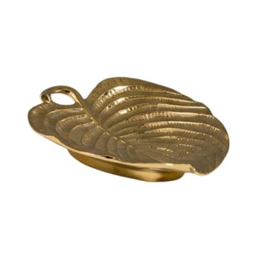 Imagem de Dynwave Bandeja para joias com folhas, organizador de travessa, prato para anéis, porta-bugigangas para armários de mesa, sala de estar, brincos, penteadeira, 19.7 Cm X 17 Cm X