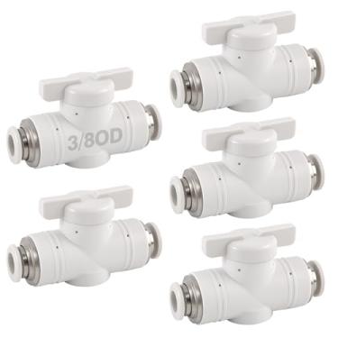 Imagem de 5 peças 3/20.3 cm Push to Connect Fittings, Kalolary Quick Connect Air Control Valve Air Hose Fittings Straight Union Air Flow Control Valve Union Ball Valve s Air Compressor Valve (3/20.3 cm OD)