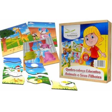 Imagem de Quebra cabeça educativo animais e filhotes 1600 - CARLU, 3